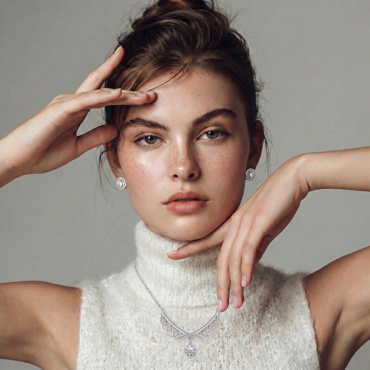 Orecchini a Lobo Alone Celeste Moissanite doppio alone di cristalli — confezione regalo Fiora Boutique