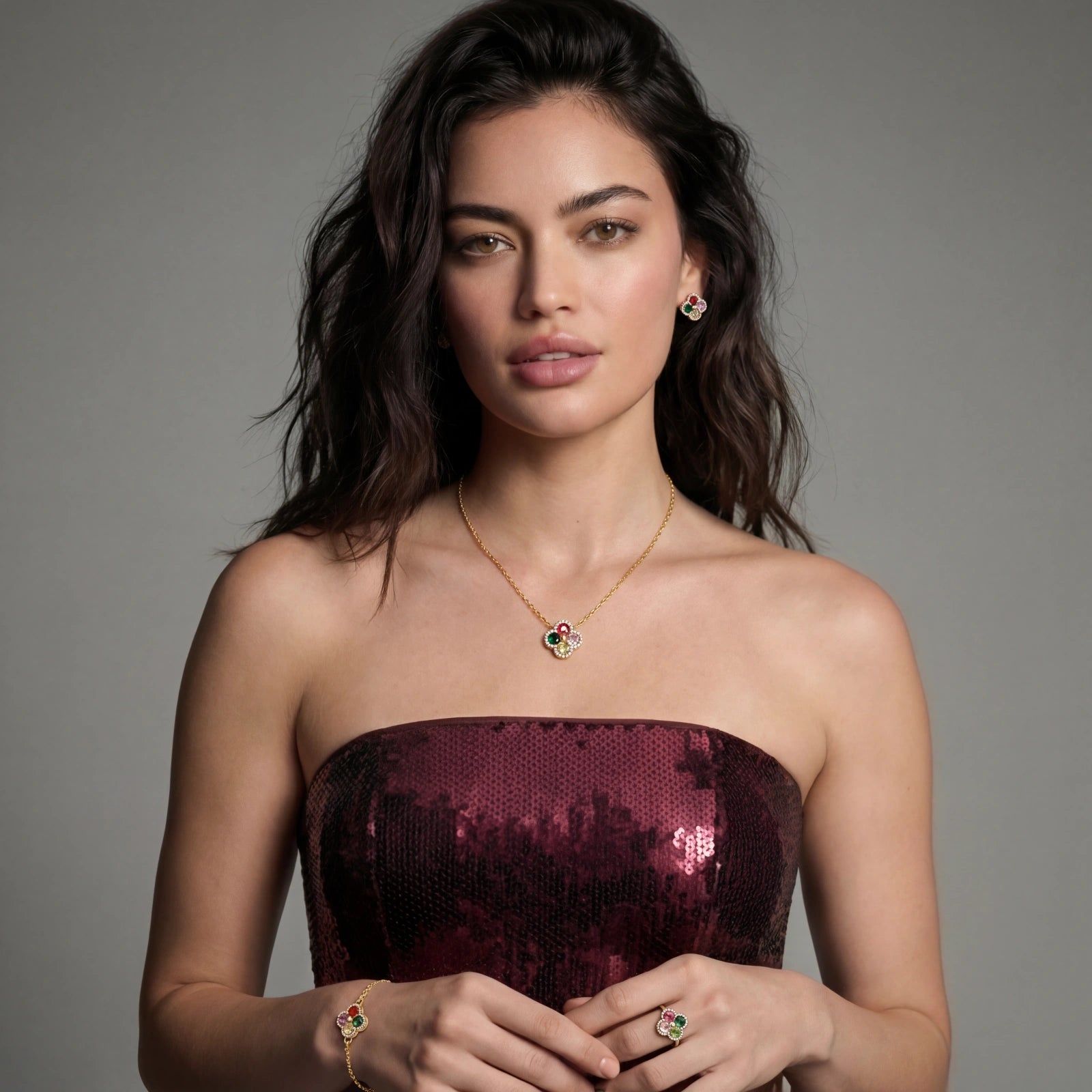 Set di Gioielli Quadrifoglio Portafortuna in oro placcato — confezione regalo Fiora Boutique