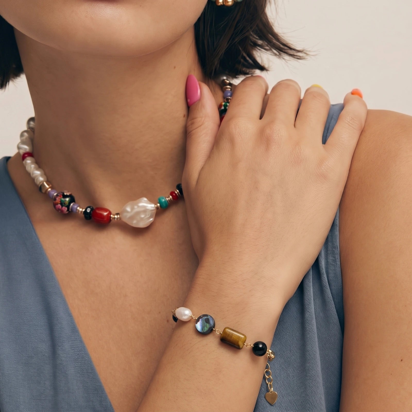 Bracciale Elementi della Terra con pietre naturali — confezione regalo Fiora Boutique