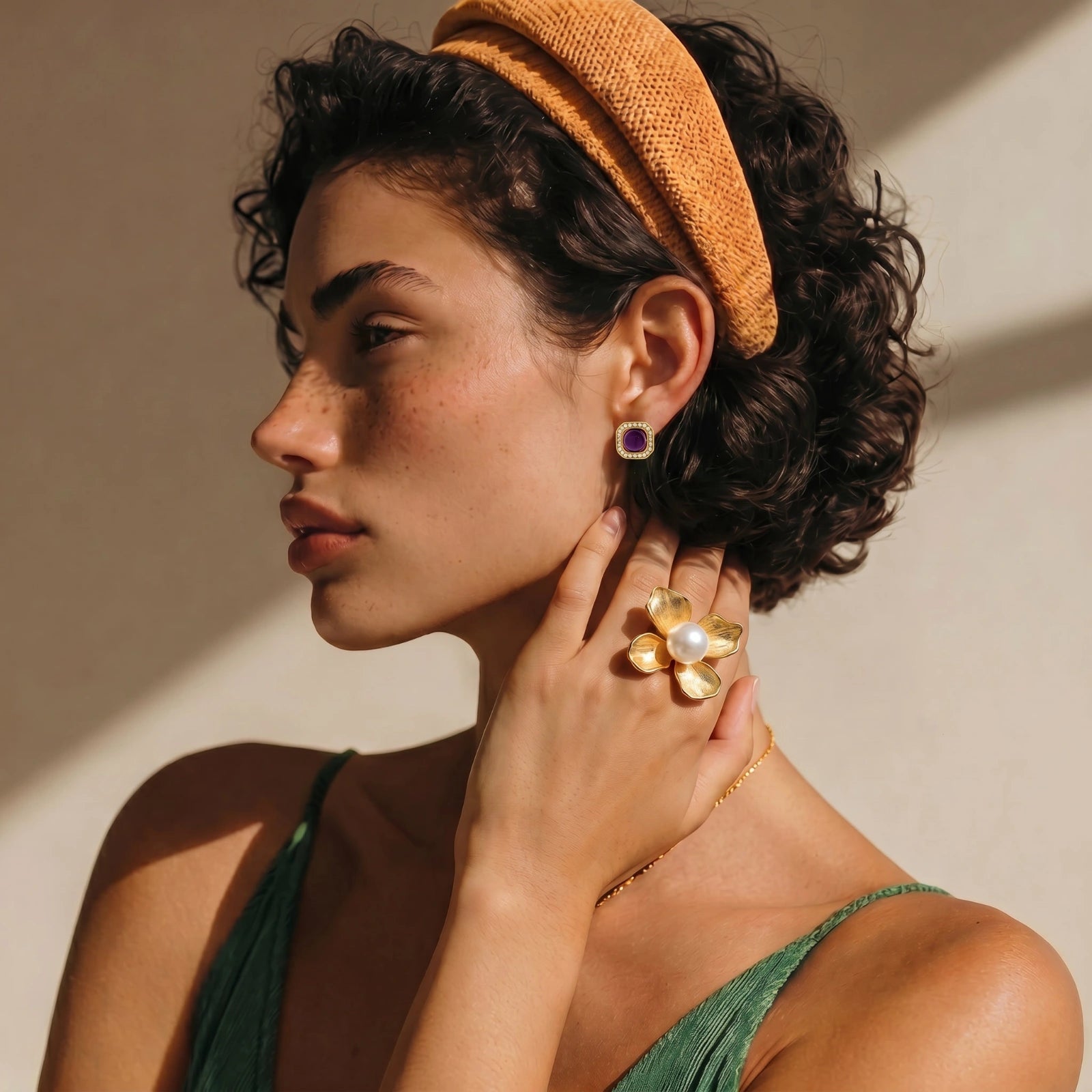 Anello Audace Fiore di Perla con cotone perla bianca — confezione regalo Fiora Boutique