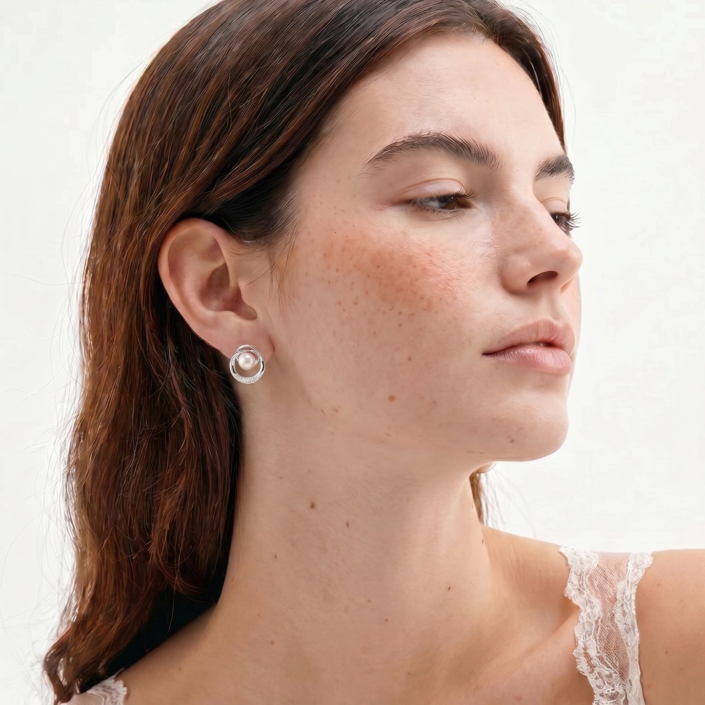 Orecchini a Bottone Orbita di Perle con perla d'acqua dolce — confezione regalo Fiora Boutique