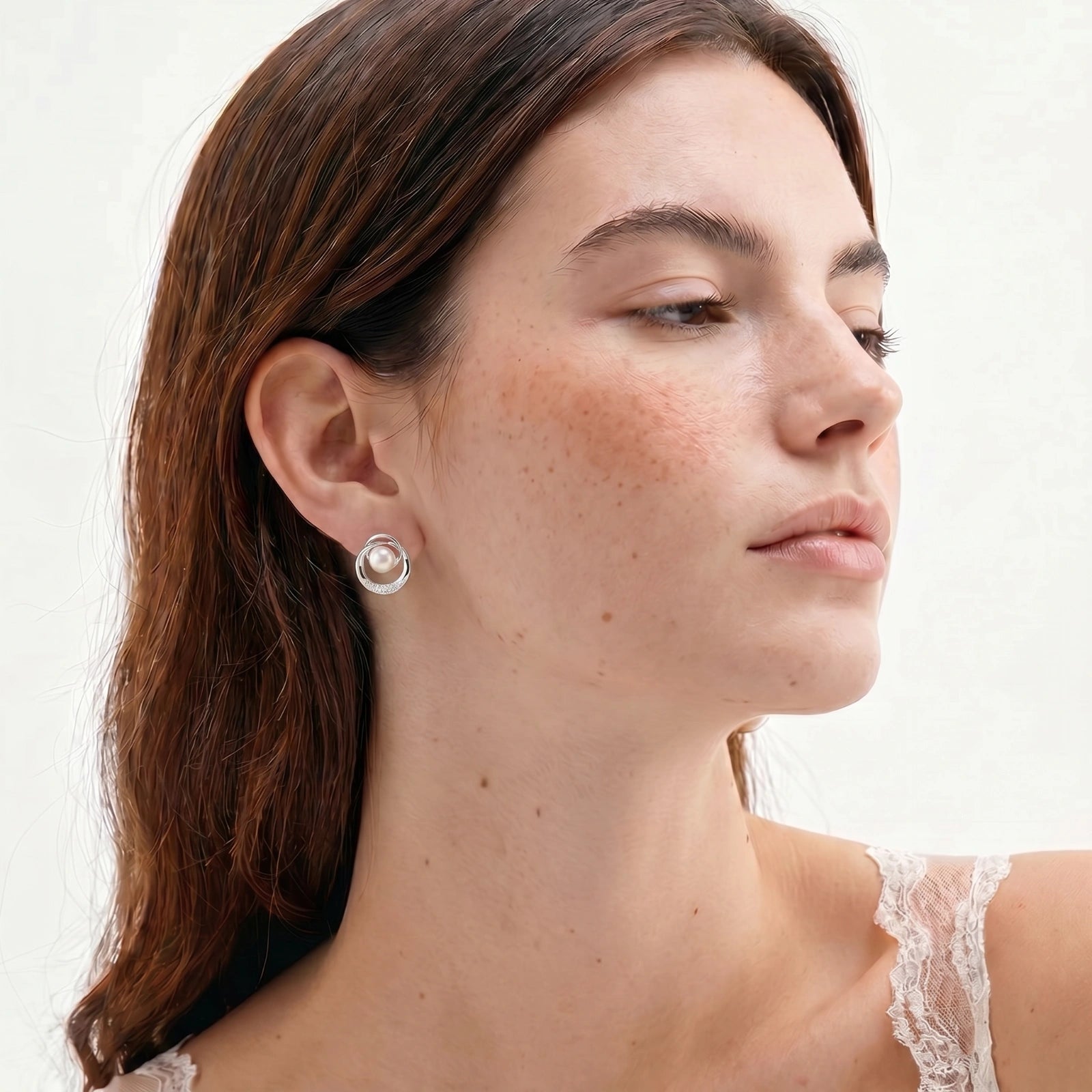 Orecchini a Bottone Orbita di Perle con perla d'acqua dolce — confezione regalo Fiora Boutique