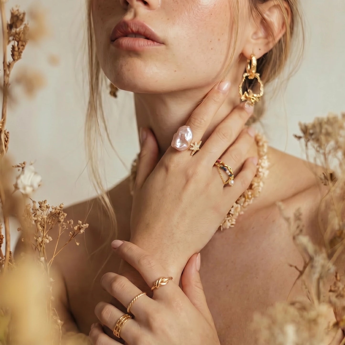 Anello Sogni di Perle Stellate con perla barocca rosa — confezione regalo Fiora Boutique